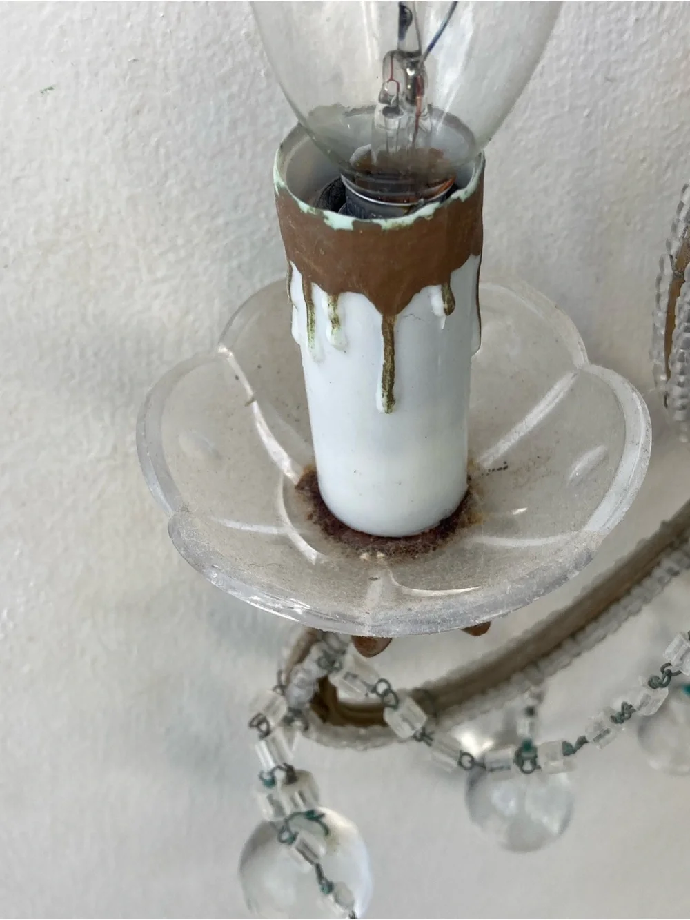 Vintage Italian Macaroni Beaded Glass 3 Light Wall Sconces Pair